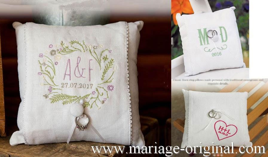 Coussin cérémonie mariage pour alliances